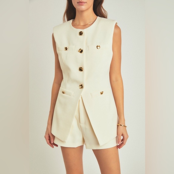 Endless Rose Jackets & Blazers - 🔆 Endless Rose Cream Sleeveless Blazer Vest - Size Small, NWT